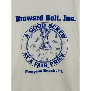 Broward Bolt Inc Promo Graphic T-Shirt Mens White XL Crude Sexy Pinup Girl